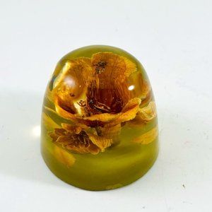VTG Lucite Dome w/Real Flower Paperweight-Christine Corson of Hascombe Surrey
